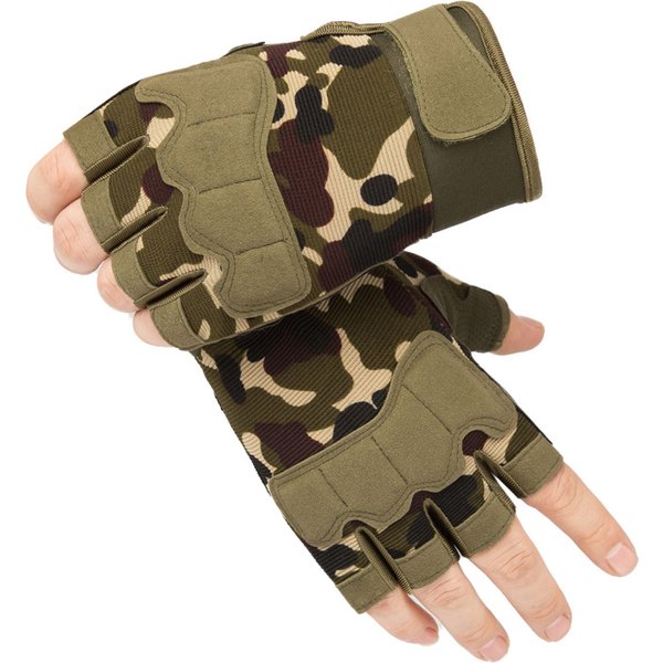 Camouflage Tactical Gloves Half Finger for Men And Women Outdoor Mountaineering Cycling Wear-resistant Breathable Riding Gloves