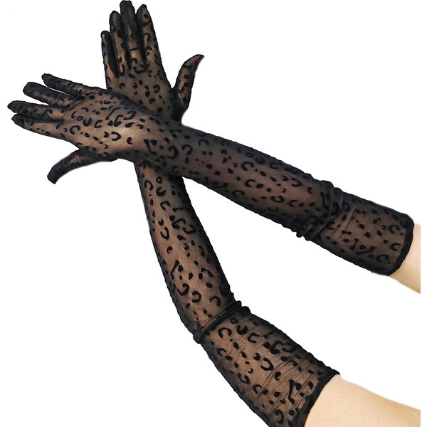 Gants longs en maille imprimé léopard pour femmes, Sexy, personnalité gothique, Cosplay, étiquette d'halloween, dîner d'opéra, spectacle sur scène