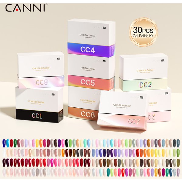 Nouveau Kit CC8 CANNI 9ML Vernis à Ongles Gel Sans HEMA/TPO 30 Couleurs Gel Pigment Professionnel Longue Durée Top Coat Gel Vernis Set