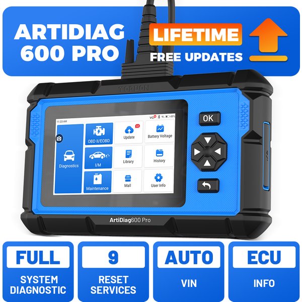 TOPDON AD600PRO OBD2 Scanner Professionelles Auto-Diagnosegerät Vollsystem-Codeleser mit 9 Reset-Funktionen Öl/SAS/ABS Lebenslange Kostenlose Updates
