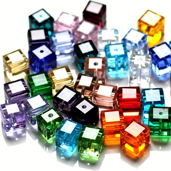 100PCS 4mm Cube Crystal Glass Loose Beads For Jewelry DIY Making Spacer Beads