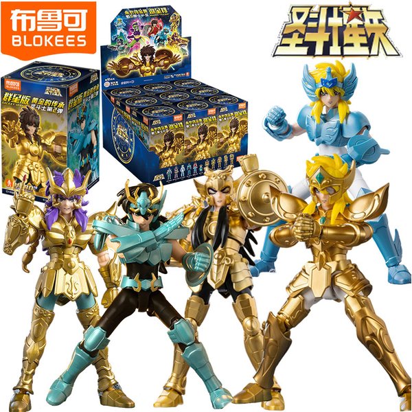 BLOKEES Saint Seiya Galaxy Version 2nd Building Block Man Assembly Toy Cygnus Hyoga Draco Shiryu Model Ornaments Collection Gift