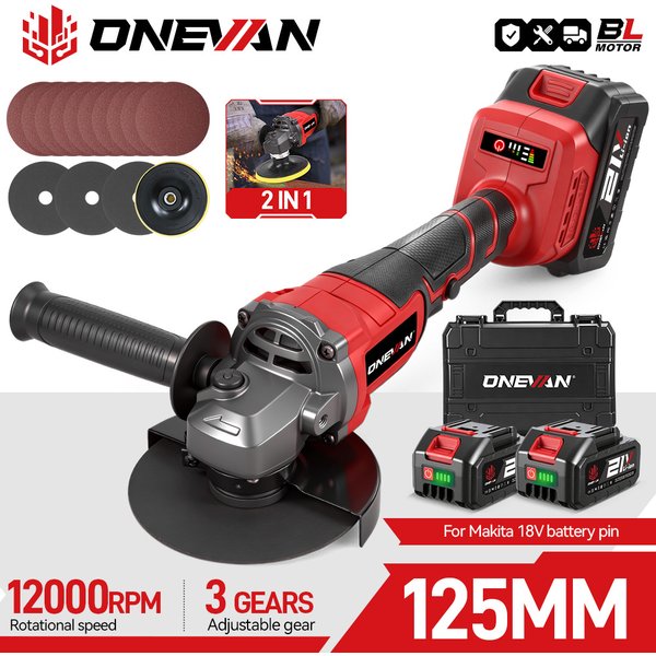 ONEVAN 125mm Bürstenlosen Elektrischen Winkel Grinder 2in1 M14 Cordless Schneiden Polieren Holzbearbeitung Werkzeug Für Makita 18-21V batterie Pin