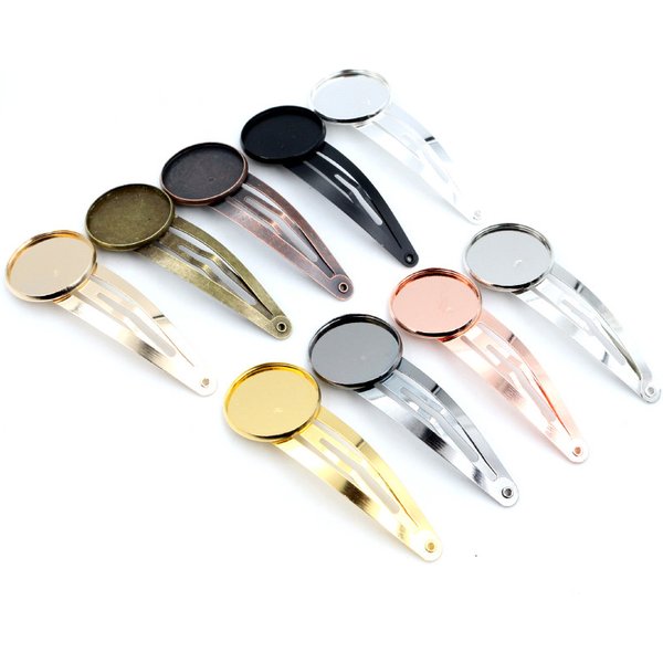 12mm 20mm 10 pièces de haute qualité rhodié argent plaqué Bronze noir cuivre matériel épingle à cheveux pinces à cheveux réglage de Base Cabochon camée