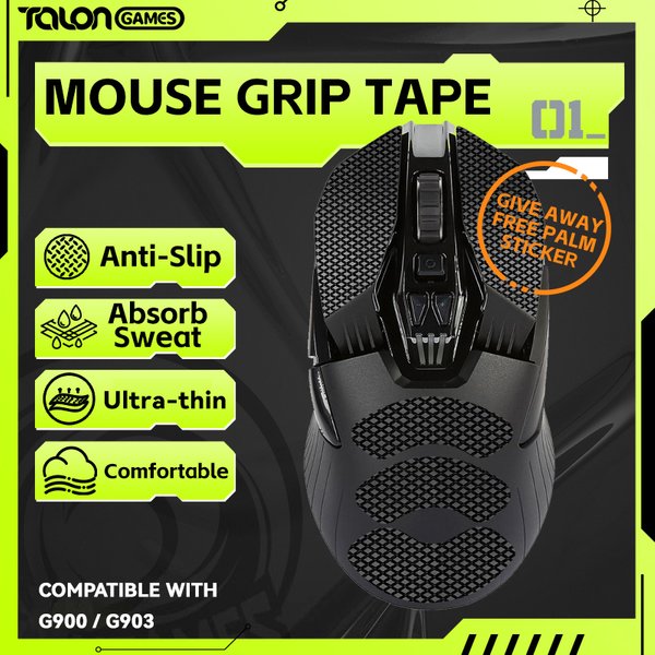 1 Pack TALONGAMES Mouse Grip Tape for Logitech G900 / G903 Wireless, Palm Sweat Absorption Anti Slip, Cut and Fit, Easy to Apply