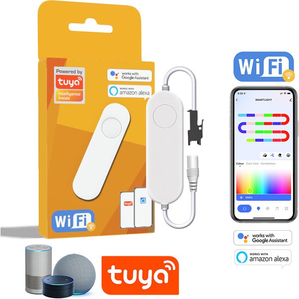 Contrôleur adressable TUYA, variateur WIFI RGBIC 12-24V, contrôleur Smartlife pour bande WS2811 1603, fonctionne avec Alexa Google Assistant