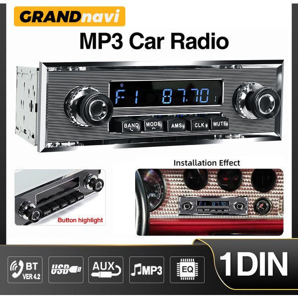 1Din Retro Classic Car Radio MP3 Player Car Audio Stereo Support FM AUX EQ USB Input Bluetooth For Mercedes Benz
