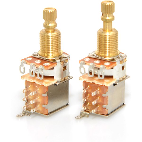1pcs Guitar Push/Push Potentiometer A250K/B250K/A500K/B500K Brass Short Long Split Shaft New Version No Pull Anymore