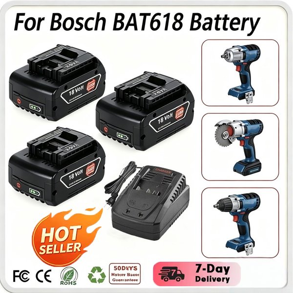 18V 6000mAh für Bosch BAT618 Elektrobohrer Ersatzakku Ladegerät GBA GBH GSR GSB BAT620 BAT609G BAT614 Elektrowerkzeug-Akku