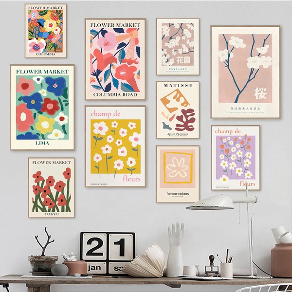 Abstrakte Bunte Blume Matisse Japan Wand Kunst Leinwand Malerei Nordic Poster und Drucke Wand Bilder für Wohnzimmer Dekor