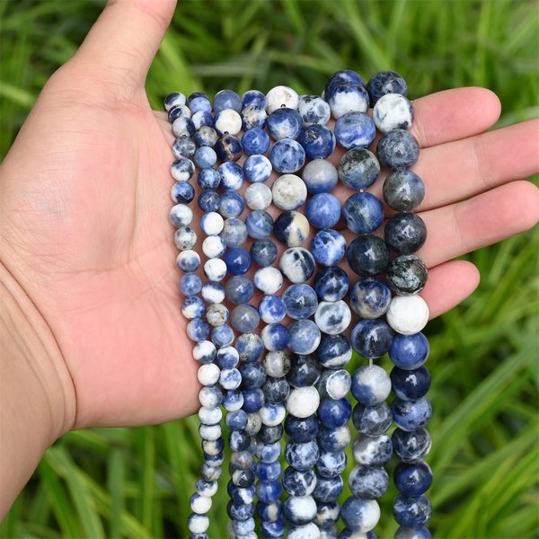 Natural Sodalite Stone Beads Round Spacer Beads for Jewelry Making DIY Charms Bracelet Necklace Accessories 4 6 8 10 12mm