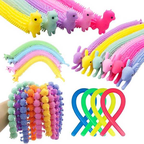 1-6 pièces drôle licorne tirer ver nouilles Fidget jouets chaîne extensible TPR corde Anti-Stress jouets chaîne soulagement du Stress autisme Vent jouet