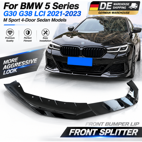Für BMW 5er G30 G38 LCI 2021 2022 2023 M Sport 4-Türer Limousine Modelle Auto Frontstoßstangen-Splitter Lippe Spoiler Diffusor Karosserie-Kit Auto-Zubehör