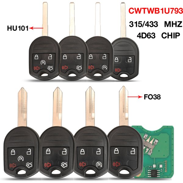 Jingyuqin 3/4/5 boutons ID63 puce CWTWB1U793 315/433MHZ clé à distance intelligente commutable pour Ford c-max F350 Escape Fiesta Transit