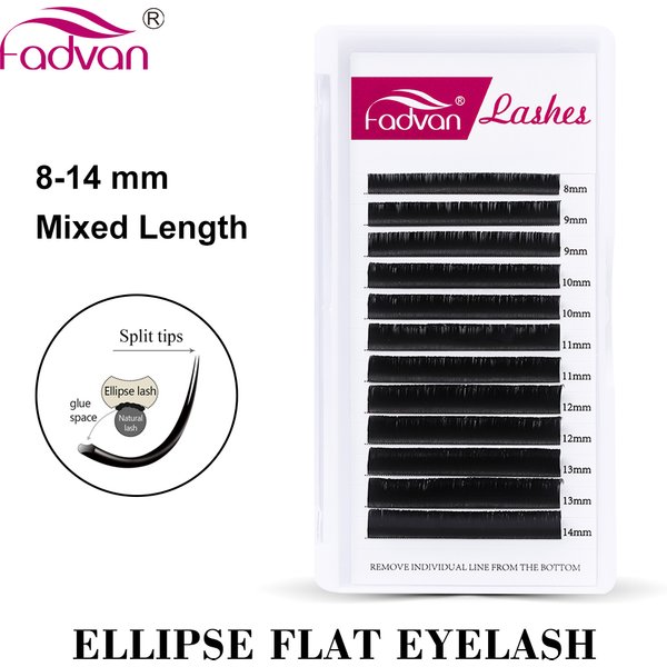 Fadvan Ellipse flache Wimpern verlängerungen Super Nerz schwarz flache Wimpern verlängerung semi permanente individuelle sehr weiche Ellipsen drähte