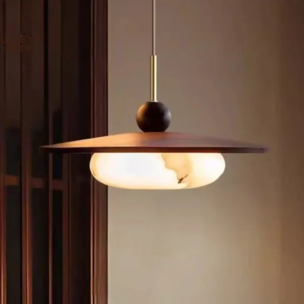 Nordyckie drewniane lampy wiszące LED, szklany żyrandol imitujący marmur, do restauracji, pokoju do nauki, salonu, lampa sufitowa z ruchomym ramieniem.