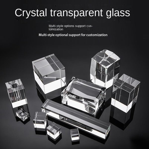 Transparente Kristallwürfel-Sockeldichtung, Glassäule, Fotografie-Unterstützung, Requisite, Zubehör, Schmuck, Kosmetik, Basis, rechteckig