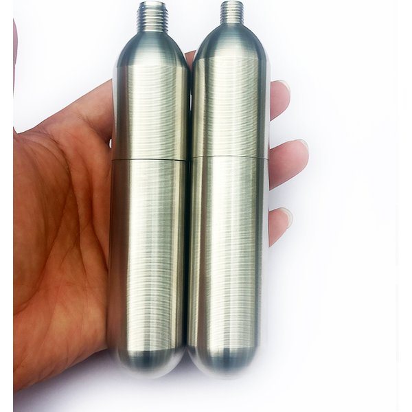 Cartouche de Co2 en acier inoxydable 304, 45g, cylindre Rechargeable pour accessoires de cuisine, Bar, fût de bière, café, gilet de sauvetage, Airbag