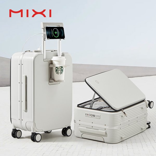 Mixi nouvelle valise à cadre en aluminium bagage à roulettes avec Port USB tasse de cabine d'embarquement et support pour téléphone 20 24 pouces
