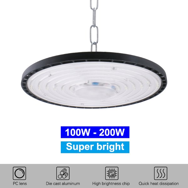 Superhelle LED 100 W 150 W 200 W UFO High Bay Licht AC175-265V Aluminiumgehäuse Kaltlicht Beleuchtungslampe