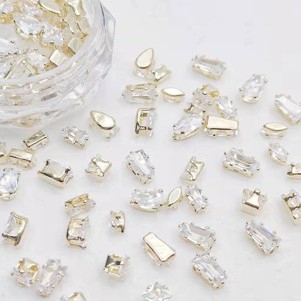 50 pcs/sac Qualité Or/Argent Sparkle Mini Flatback Diamants Pour Ongles Décoration Cheval Yeux En Forme De Goutte D'eau Deisgner Charmes