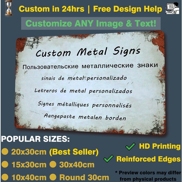 Affiche d'art mural Vintage en métal personnalisé, signe en étain, décoration de salle personnalisée, livraison directe, vente en gros, cadeau personnalisé, conception gratuite