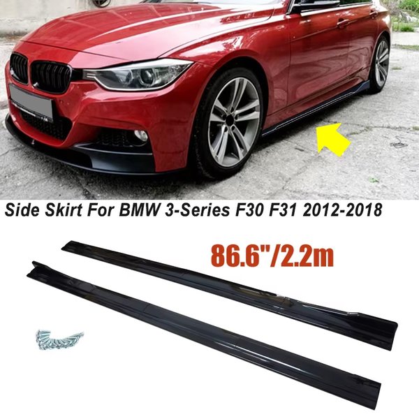 Jupes latérales de voiture pour BMW Série 3 F30 F31 2012-2018 2013 2014, en ABS peint noir brillant, extension de bas de caisse