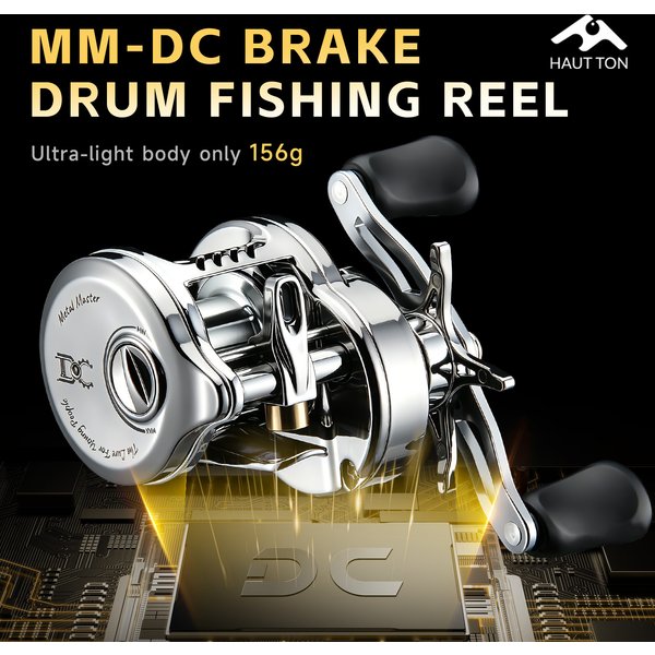 Moulinet de pêche à tambour HAUT TON DC Brake Electroplated, ultra léger 156g, rapport de transmission 7.2:1, 5+1BB, pour la pêche débutante et de compétition