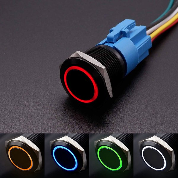 Joli à bouton-poussoir en métal avec partenaires, interrupteurs d'alimentation PC, démarrage et arrêt du moteur de voiture, LED rétroéclairée, 3V, 5V, 6V, 12V, 24V, 16mm, 19mm, 22mm
