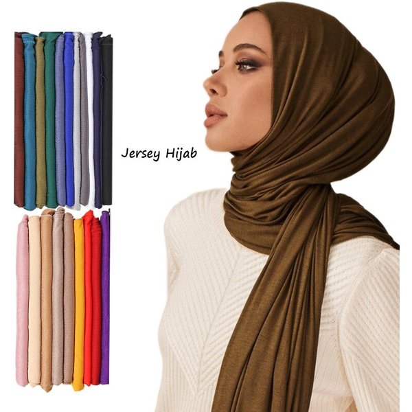 Modal Cotton Jersey Hijab Scarf For Women Stretch Shawl Plain Muslim Headband Fashion Solid Color Long Muffler 170*60cm