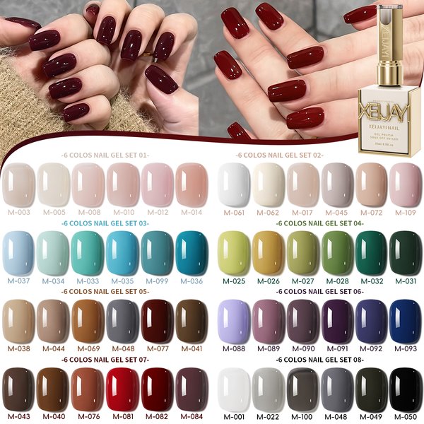 XEIJAYI 6 pièces 15ML gelée glace Transparent nu vert bleu vert et coloré et pur Gel vernis à ongles ensemble Peelable UV LED Gel Poli