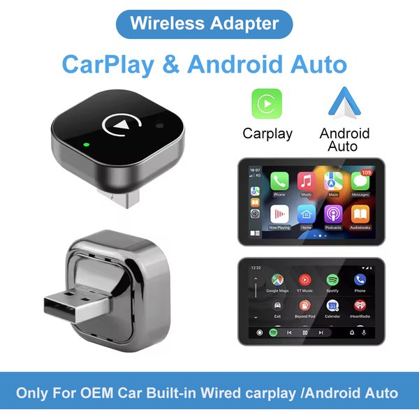 Adaptateur sans fil 2 en 1 CarPlay et Android Auto, Dongle CarPlay filaire vers sans fil Plug and Play pour voitures équipées de CarPlay filaire d'origine, Accessoires de voiture, Cadeaux pour