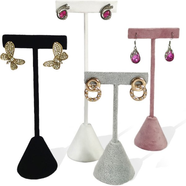 T-shaped Earring Display Stand Velvet PU Leather Jewerly Display Rack Earring Stud Accessories Display Storage Props 3Pcs/lot