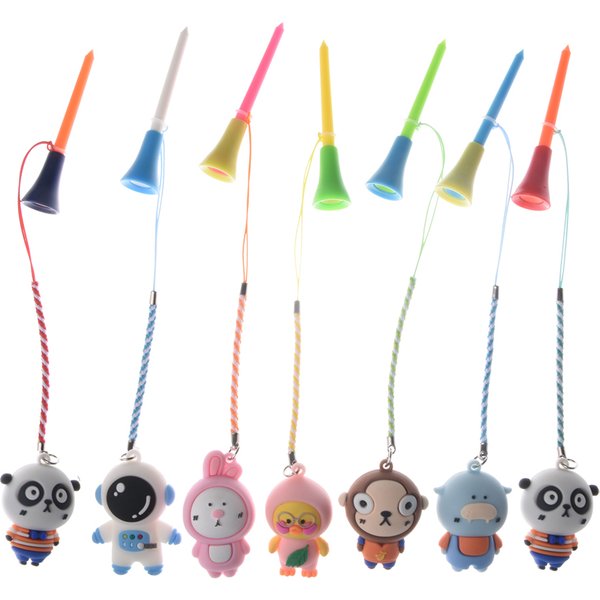 Té de Golf en caoutchouc avec motif de dessin animé en PVC, 5 pièces, support de balle de Golf avec corde faite à la main, prévention de la perte, accessoires de Golf, cadeau de Golf