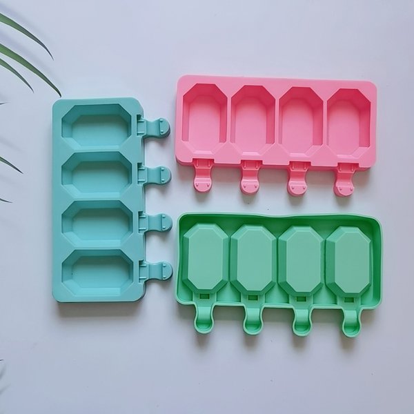 4 Löcher Eis am Stiel Form Silikon Eisform Eiskuchen Schokoladen pudding Formen Edelstein geformte Weihnachts geschenke Backwerk zeuge