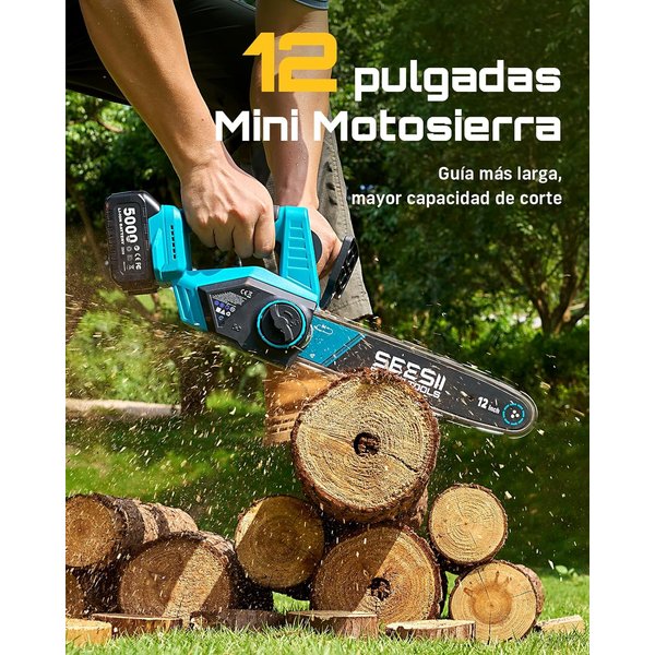 SEESII 12'' Akku-Kettensäge 1200W Bürstenlose Kettensäge Garten-Baumtrimmer Holzbearbeitungswerkzeug für Makita 18V Akku