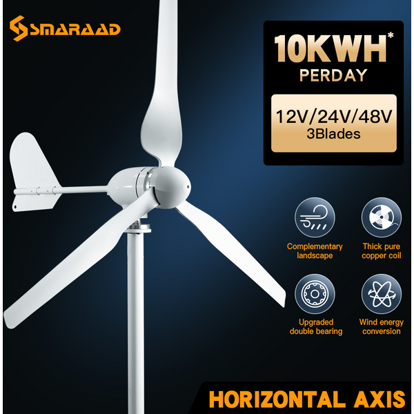 Turbine horizontale à faible bruit, générateur diversifié amélioré et plus puissant, livraison rapide en Pologne, 12V, 24V, 48V, 10KWh * Perday