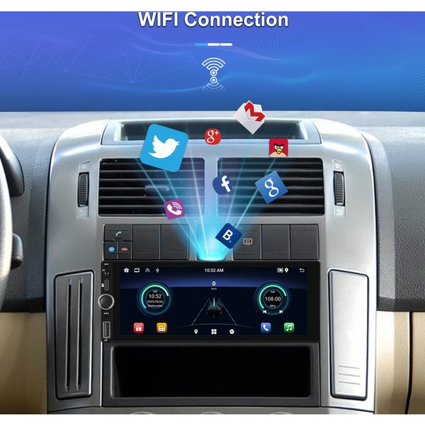 Podofo 6,86" Kabelloses Carplay Android Auto Radio für Universelle Fahrzeuge, Intelligente Systeme, GPS-Navigation, BT, FM, 1-DIN Autoradio, Plug&Play Head Unit, SWC, Auto-Multimedia-Stereo, Wifi,