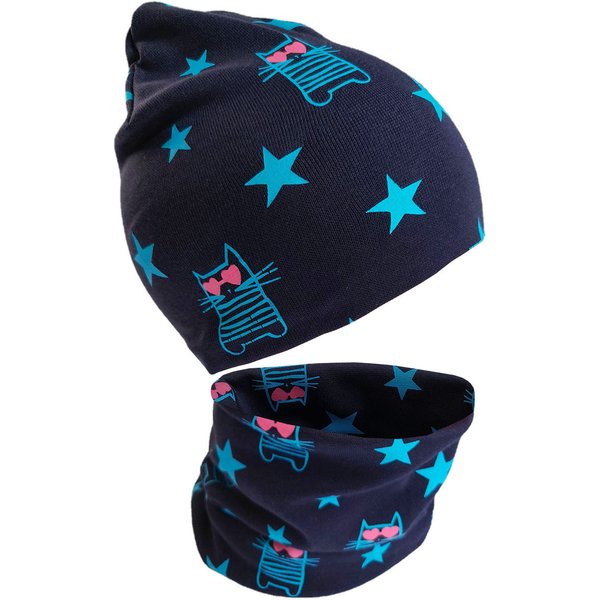 Ensemble de Chapeaux Imprimés pour Bébé Fille et Garçon, Cœur d'Amour, Chats, Écharpe, Automne et Hiver