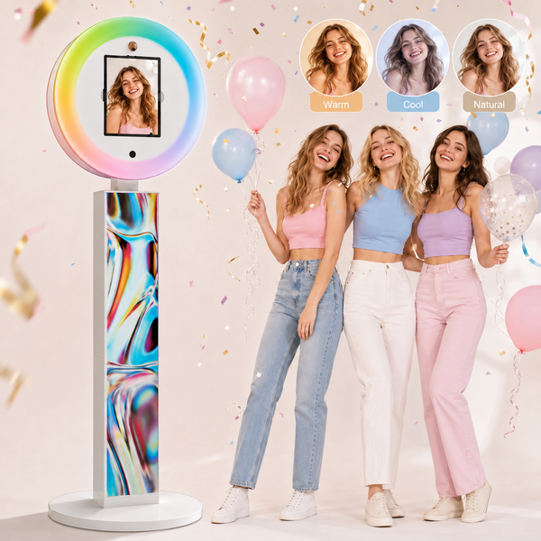 iPad Foto Booth 360 Photo Booth Automatische 360 Grad Drehung App Steuerung Fernbedienung Tragbarer Video Booth mit Transportkoffer Party Geburtstag Firmenevent und professionelle Veranstaltungen