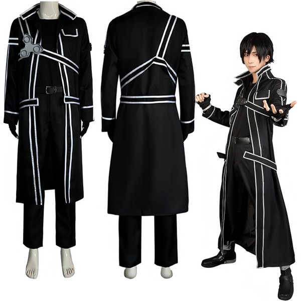Anime épée Cos Kirito Kazuto Kirigaya Cosplay Costume Art en ligne veste chemise pantalon Hallowen tenue de fête pour hommes