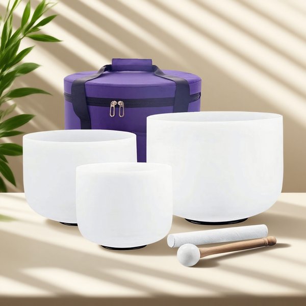 Crystal Singing Bowl Set Yoga Sound Bowl Meditation Healing with Carry Case