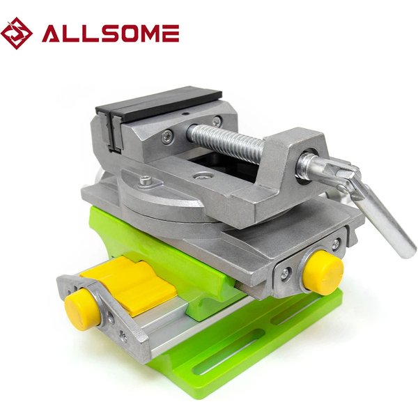 ALLSOME 2-in-1-Fräsen, Bohren, Präzisionsschraubstock, drehbarer Basistisch, zusammengesetzter Arbeitstisch aus Aluminiumlegierung