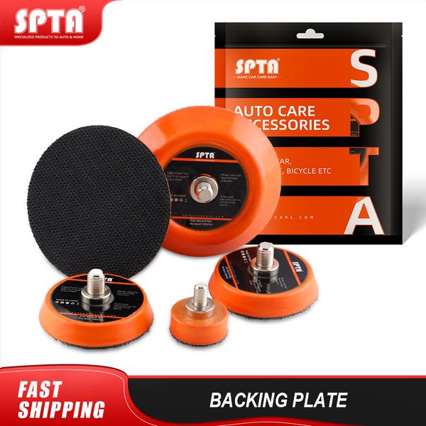 (Single Sale) SPTA 1/2/3 Inch M6 5/16"-24 Thread Soft Edge Backing Plated Pad Hook Loop for Orbital RO Power Tools Drill