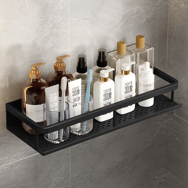Support de toilette mural en aluminium noir, étagères de salle de bain, ensemble de paniers à langer pour accessoires de cuisine