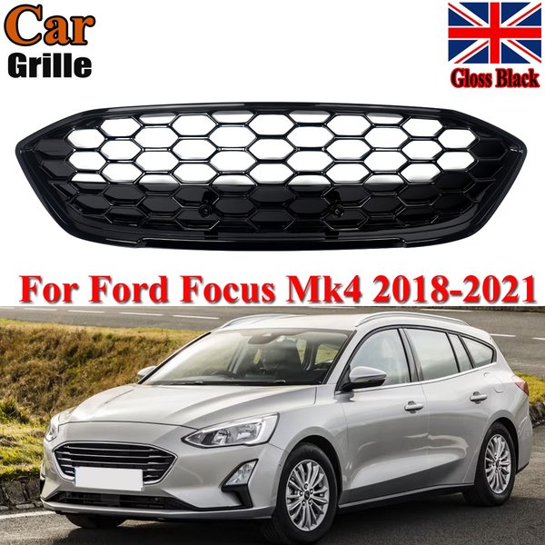 Für Ford Focus Mk4 2018 2019 2020 2021 Mk4 St Style Glänzend Schwarzer Wabengitter-Frontgrill Einfache Installation