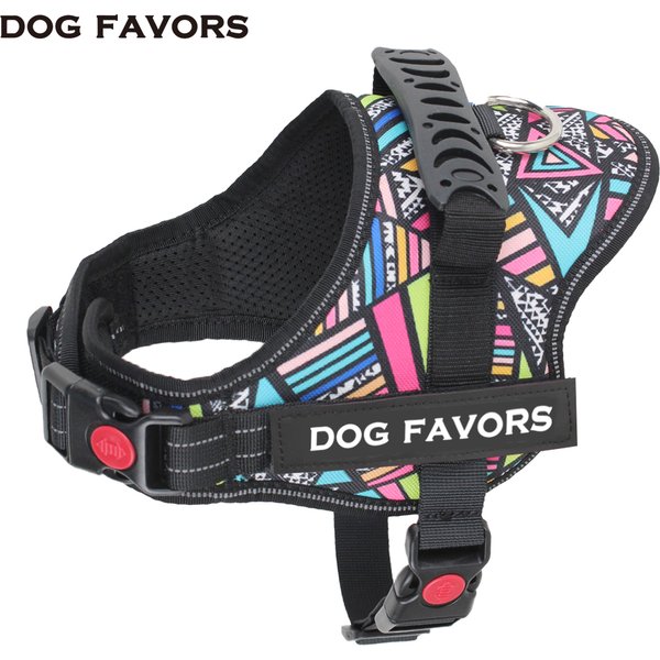 DOG FAVORS – harnais coloré pour chien, gilet, étiquettes personnalisables, collier réfléchissant pour chien, sans traction, entraînement sûr, marche, escalade