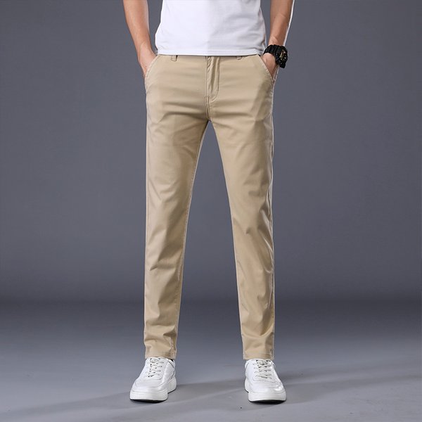 FJMale-Pantalon décontracté en coton mince pour hommes, 7 couleurs, classique, solide, document, été, affaires, mode, commandé, marque