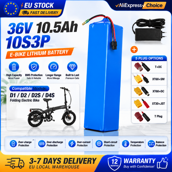 36V 7,8Ah 10,5Ah 14Ah 18650 Lithium-Ionen-Akku 10S3P mit 15A BMS, wiederaufladbarer E-Bike-Akku-Ersatz für klappbare Elektrofahrräder, kompatibel mit den Modellen D1 D2 D2S D4S,