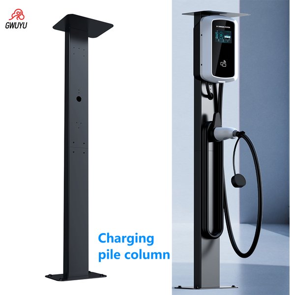 GWUYU – Station de charge murale de 1.3m, poteau de chargement de véhicule électrique en alliage d'aluminium, conception domestique noire pour voitures EV